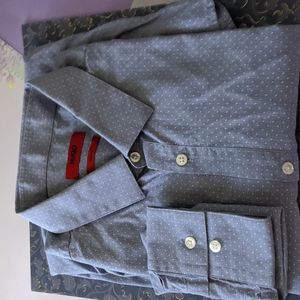 💐men's blue, Hugo Boss, 16 34/35, slim fit cotton long sleeve button down shirt